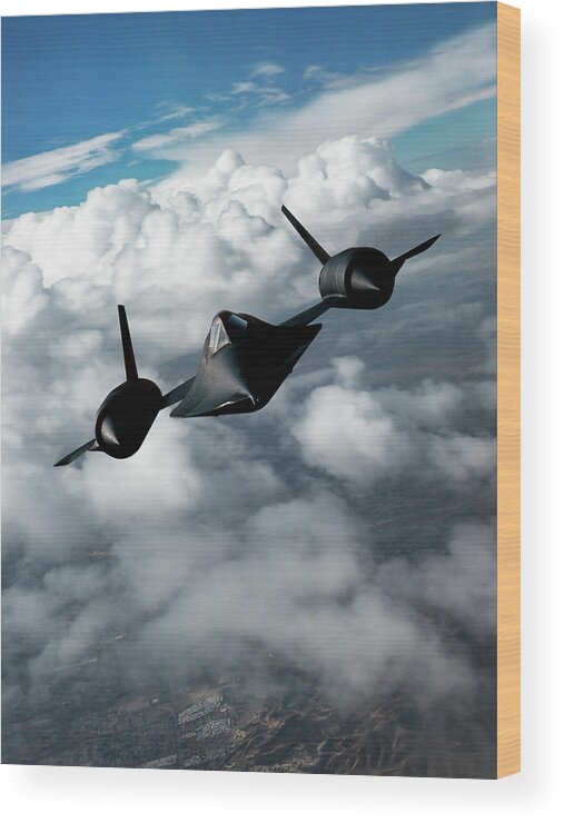 Lockheed Skunk Works Wood Print featuring the mixed media Lockheed Blackbird by Erik Simonsen