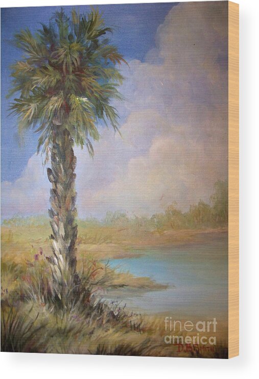 Palm Tree Wood Print featuring the painting Lone Palm by Deborah Smith