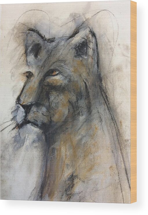 Lioness Wood Print featuring the mixed media Lovely lioness by Suzy Norris