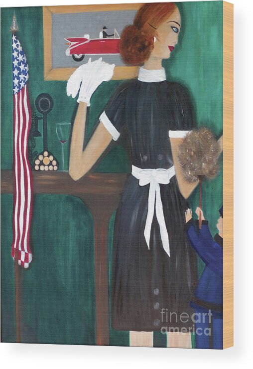 Maid Wood Print featuring the painting Maid In America by Artist Linda Marie