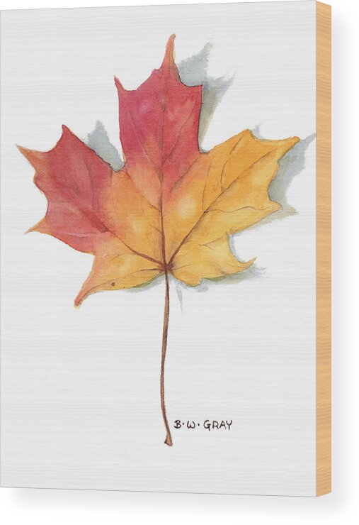 Maple Leaf Wood Print featuring the painting Maple Leaf by Betsy Gray