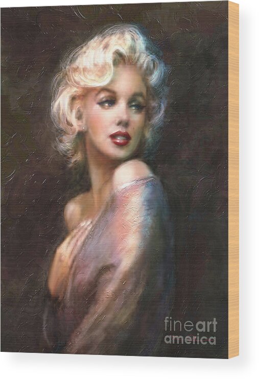 Marilyn Wood Print featuring the painting Marilyn romantic WW 1 by Theo Danella