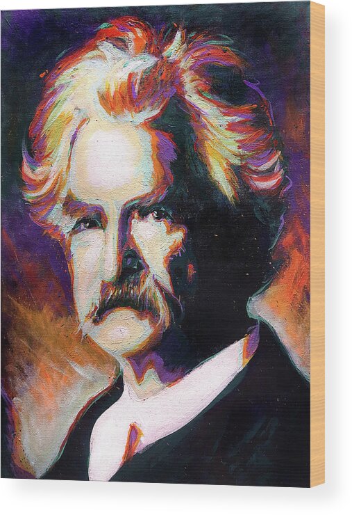 Mark Twain Wood Print featuring the painting Mark Twain by Steve Gamba