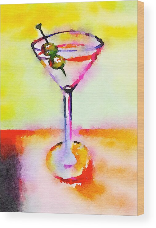 Martini Wood Print featuring the painting Martini Anyone? 1 by Vanessa Katz