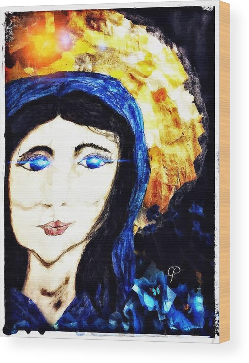 Mary Wood Print featuring the mixed media Mary by Christine Paris