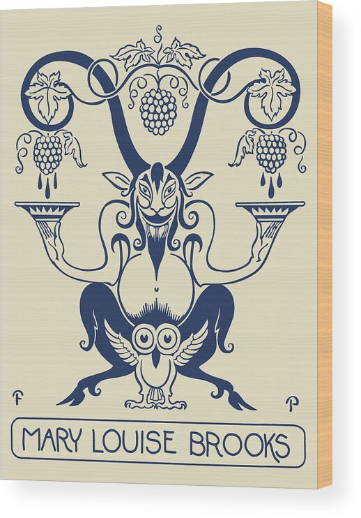 Louise Brooks Wood Print featuring the digital art Mary Louise Brooks Bookplate by Louise Brooks