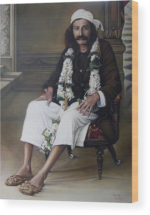 Meher Baba Wood Print featuring the painting Meher Baba by Nad Wolinska