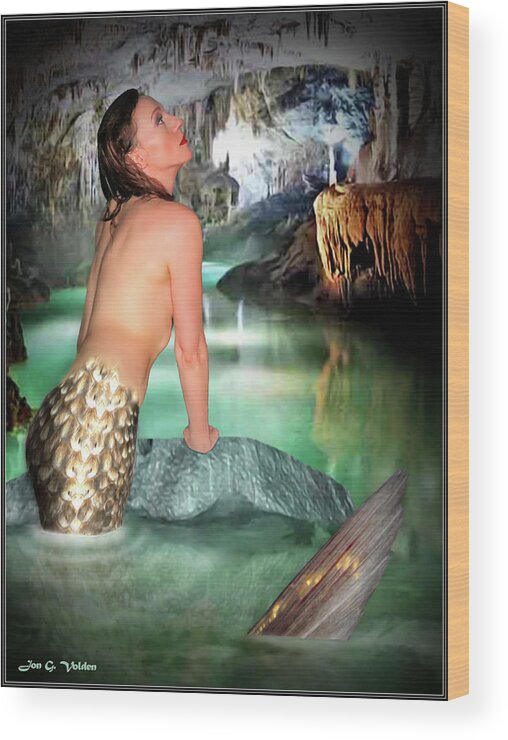 Mermaid Wood Print featuring the photograph Mermaid In A Cave by Jon Volden