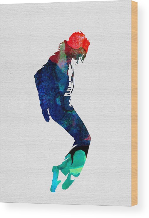 Michael Jackson Wood Print featuring the painting Michael Watercolor by Naxart Studio