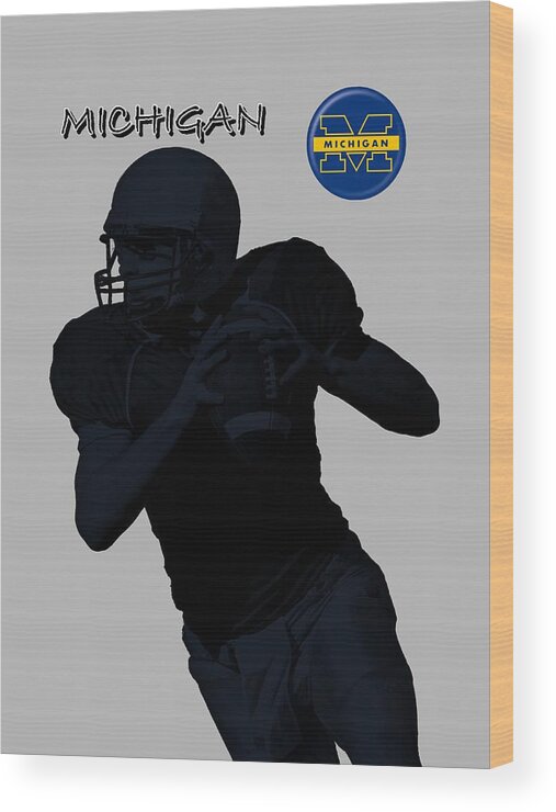 Football Wood Print featuring the digital art Michigan Football by David Dehner