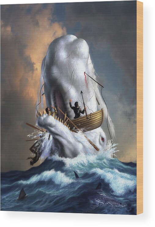 Moby Dick Wood Print featuring the digital art Moby Dick 1 by Jerry LoFaro