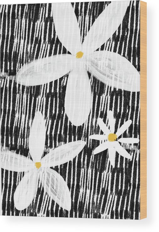 Modern Wood Print featuring the mixed media Modern White Flowers- Art by Linda Woods by Linda Woods
