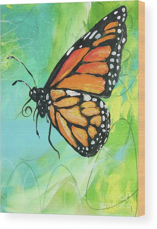 Monarch Butterfly Wood Print featuring the painting Monarch Dreams by Kim Heil