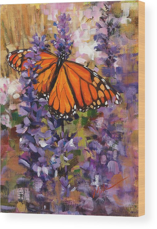 Monarch Butterfly Wood Print featuring the painting Monarch by Mark Mille