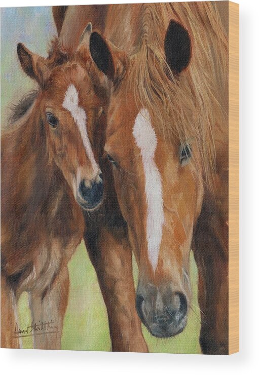 Horses Wood Print featuring the painting Mother Love by David Stribbling
