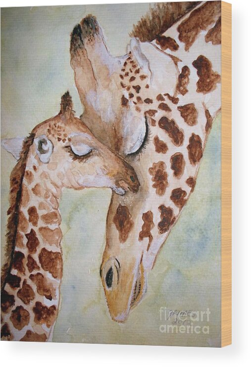 Animals Wood Print featuring the painting Mothers Love by Carol Grimes