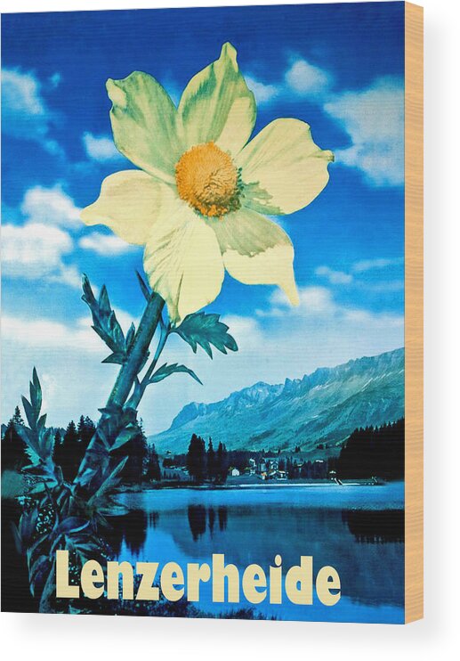 Mountain Wood Print featuring the painting Mountain flower from Lenzerheide by Long Shot