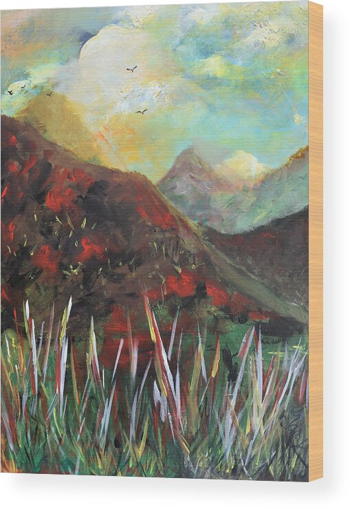 Mountains Wood Print featuring the painting My Days In The Mountains by Gary Smith