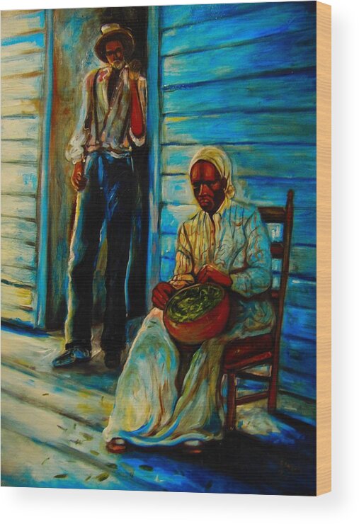 African American Art Wood Print featuring the painting My Mom by Emery Franklin