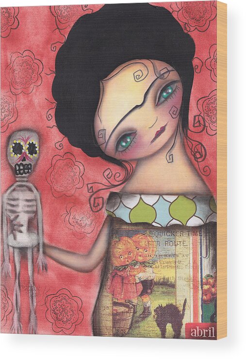 Frida Kahlo Wood Print featuring the painting My Puppet by Abril Andrade