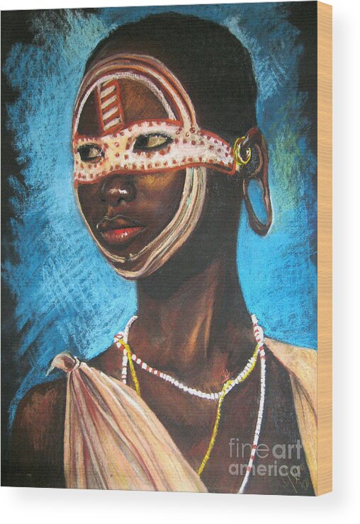 Pastels Wood Print featuring the drawing Nairobi Girl by Yxia Olivares
