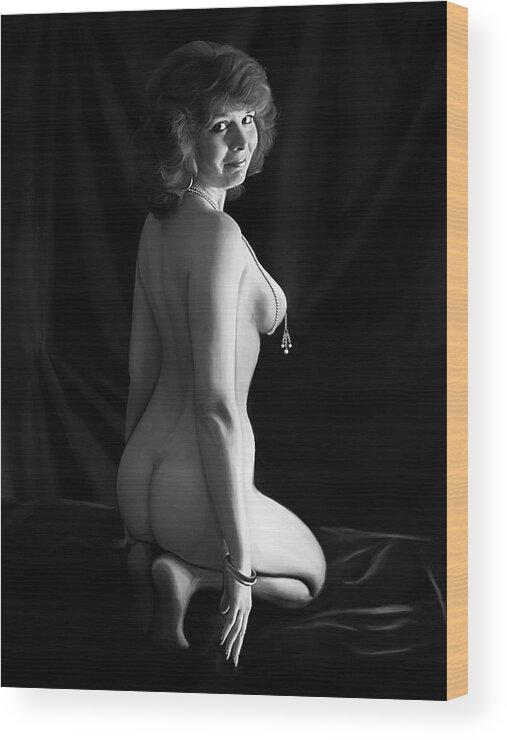 Nude Wood Print featuring the digital art Naked and Naughty by Shelby