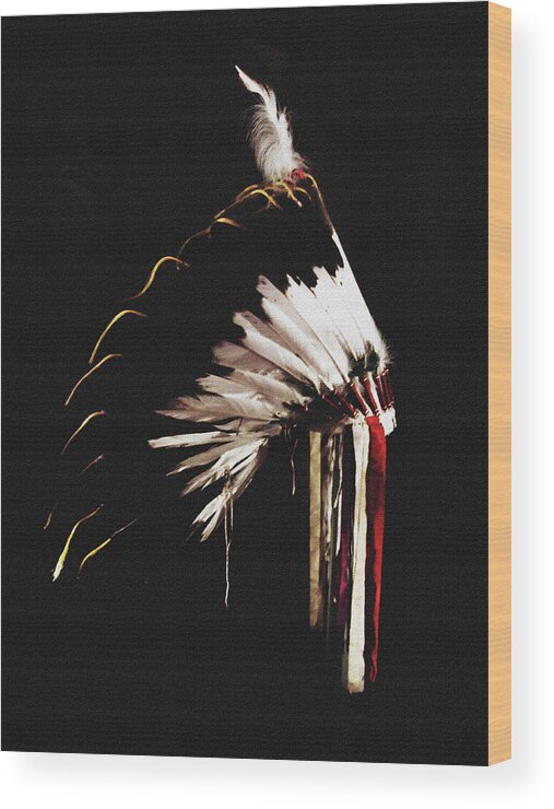 Native American Wood Print featuring the photograph Native Headdress by DiDesigns Graphics