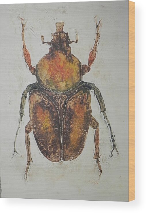 Insect Wood Print featuring the painting Nature's jewel ll by Ilona Petzer