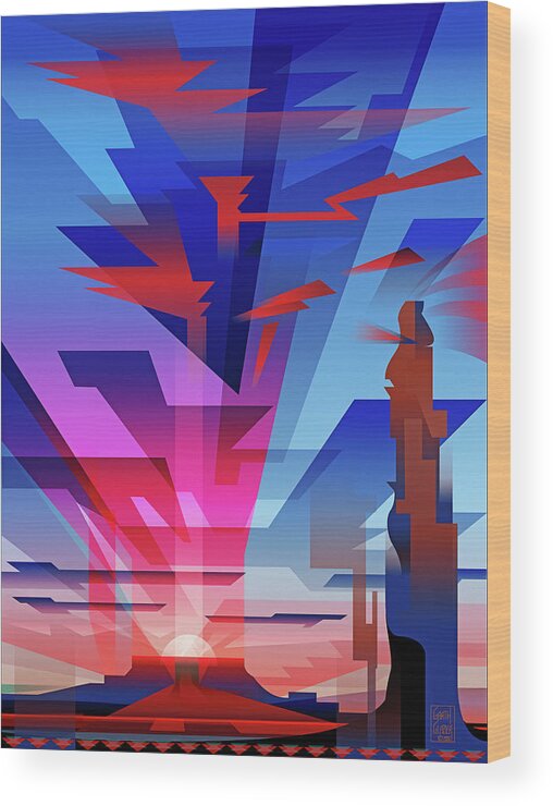 Four Corners Area Wood Print featuring the digital art Navajo Sunset by Garth Glazier