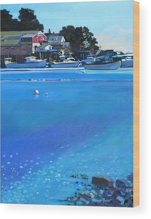 Maine Wood Print featuring the painting New Harbor by Robert Bissett