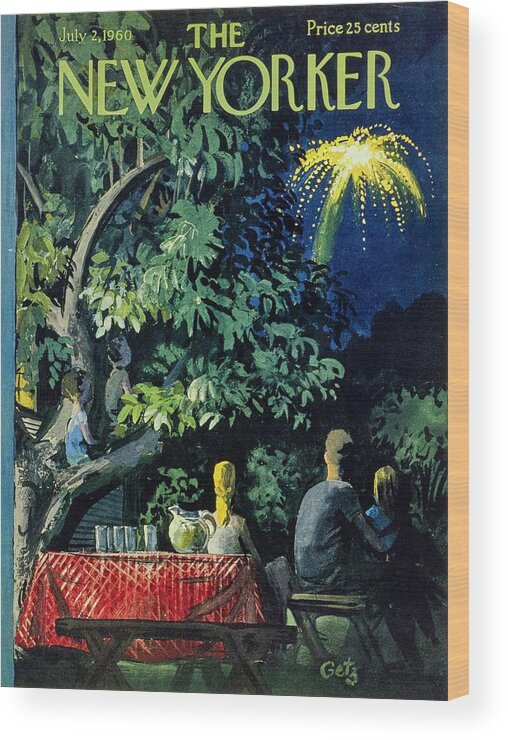 Illustration Wood Print featuring the painting New Yorker July 2 1960 by Arthur Getz