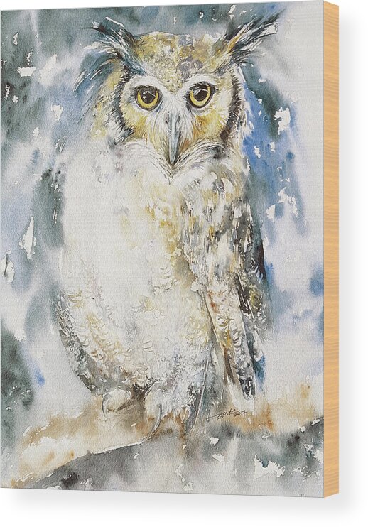 Owl Wood Print featuring the painting Night Owl by Arti Chauhan
