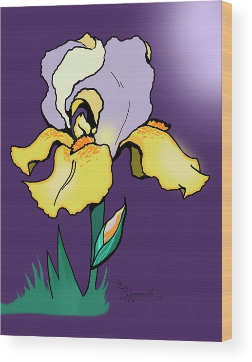 Iris Wood Print featuring the digital art Nighttime Iris by Sipporah Art and Illustration