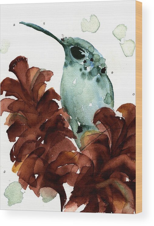 Hummingbird Wood Print featuring the painting November Hummer by Dawn Derman