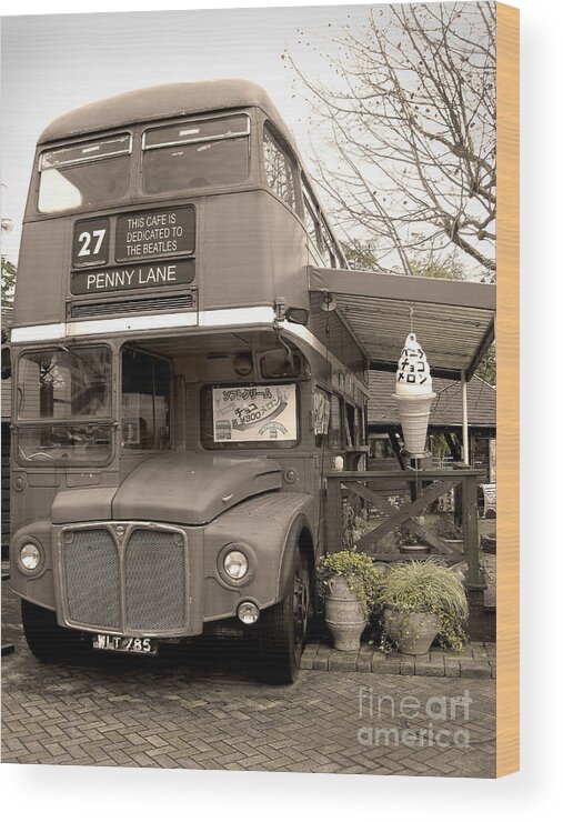 The Beatles Wood Print featuring the photograph Old Bus Cafe by Eena Bo