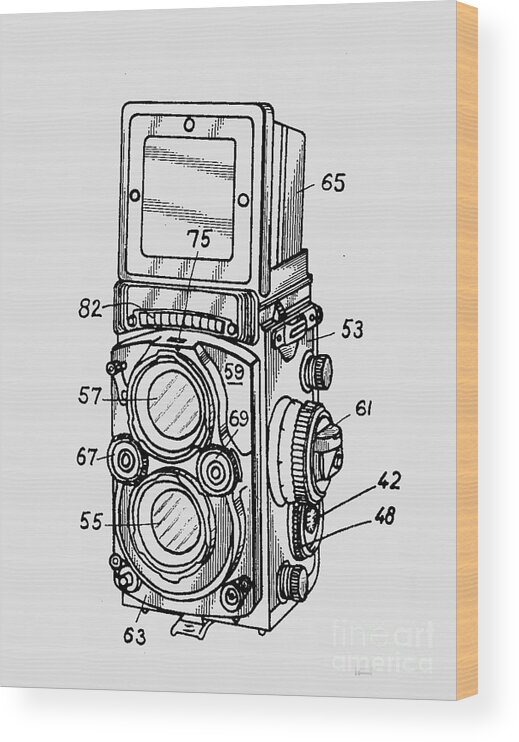 Camera Wood Print featuring the digital art Old Rollie Vintage Camera T-shirt by Edward Fielding