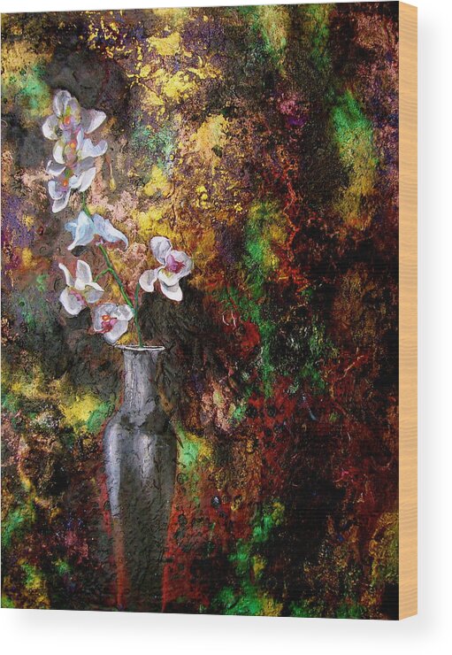Orchid Art Beautiful Art Wood Print featuring the painting Orchid 1 by Laura Pierre-Louis