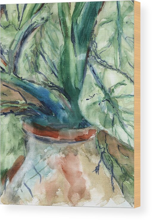 Plant Wood Print featuring the painting Organic by Marilyn Barton