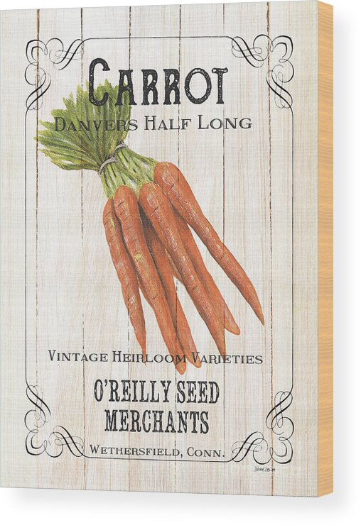 Carrot Wood Print featuring the painting Organic Seed Packet 2 by Debbie DeWitt