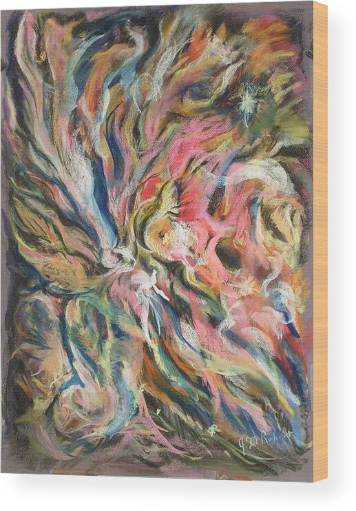 Abstract Pastel Wood Print featuring the pastel Orion by Jean-Marc Robert