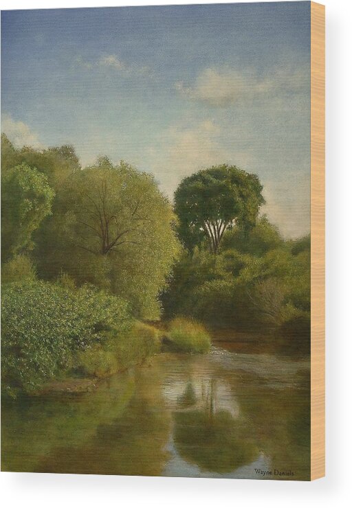 Landscape Wood Print featuring the painting Otselic River by Wayne Daniels