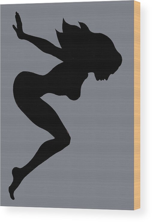 Mudflap Girl Wood Print featuring the painting Our Bodies Our Way Future Is Female Feminist Statement Mudflap Girl Diving by Tony Rubino