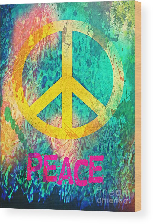 Hippie Wood Print featuring the digital art Peace by Binka Kirova