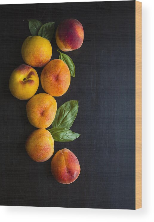 Peaches Wood Print featuring the photograph Peaches and Basil by Nicole English