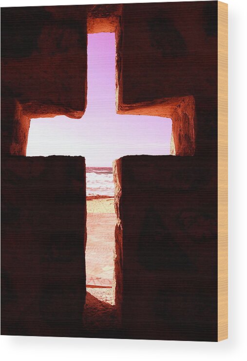 Pink Wood Print featuring the photograph Pink Cross by Yelena Tylkina