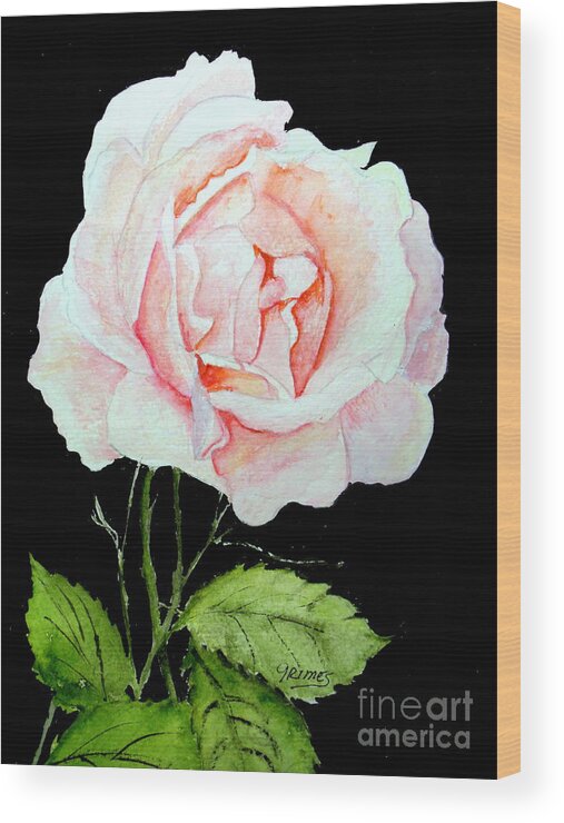 Roses Wood Print featuring the painting Pink Rose #1 by Carol Grimes
