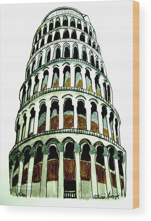 Europe Wood Print featuring the drawing Pisa Erected by Patricia Arroyo