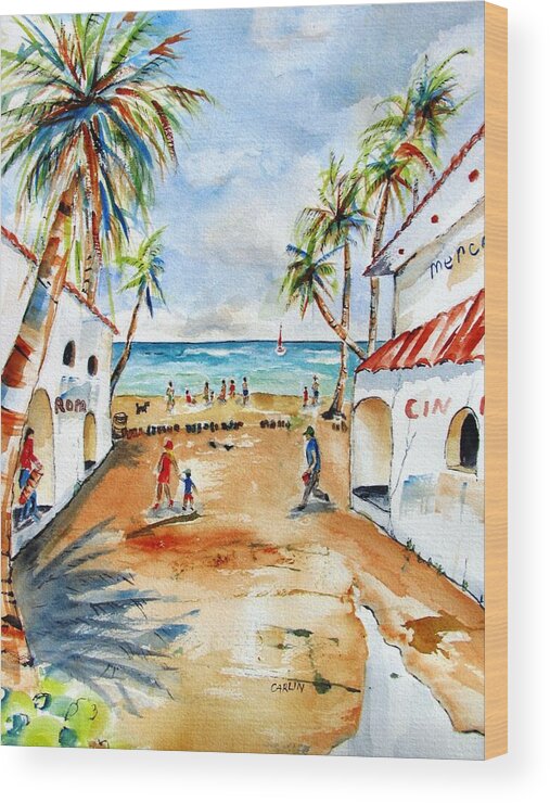 Playa Del Carmen Wood Print featuring the painting Playa del Carmen by Carlin Blahnik CarlinArtWatercolor