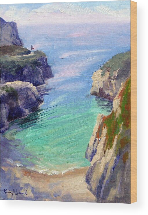 Point Lobos Wood Print featuring the painting Point Lobos Trails by Karin Leonard