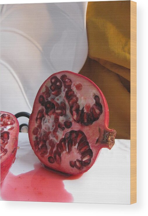 Food Wood Print featuring the photograph Pomegranate Red by Lindie Racz